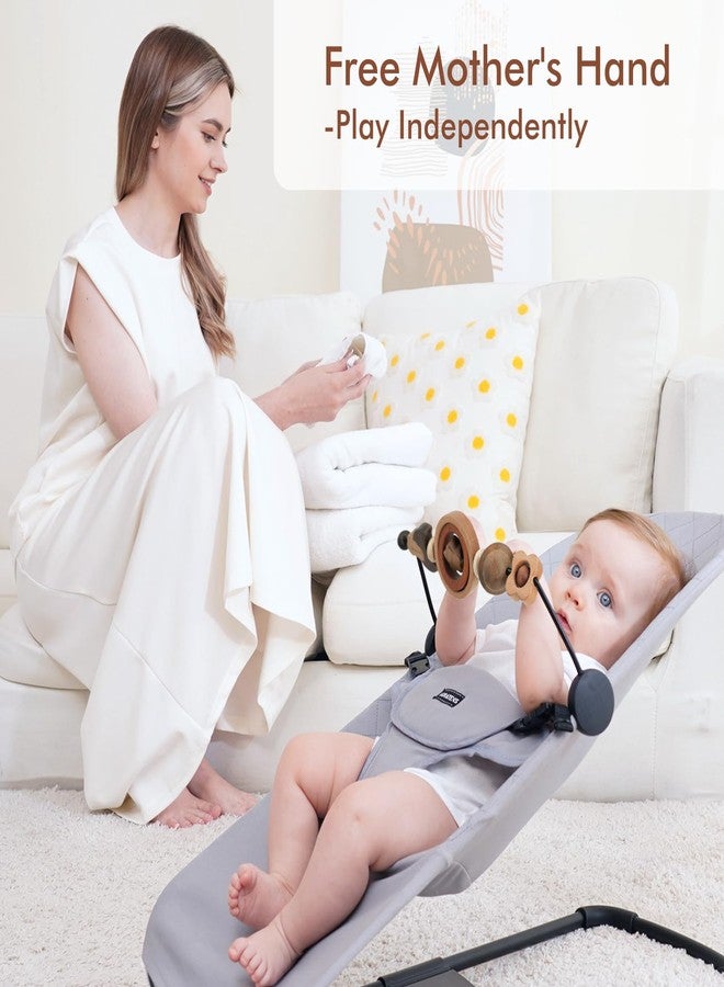 iGRATENS Baby Bjorn Bouncer Toy Bar - Toy Bar for Baby Bouncer Soft & Bliss, Easy to Attach and Remove, 360°Rotating Natural Wooden Toys, Exciting Design for Curious Babies, Circular Natural Wood - Image 2