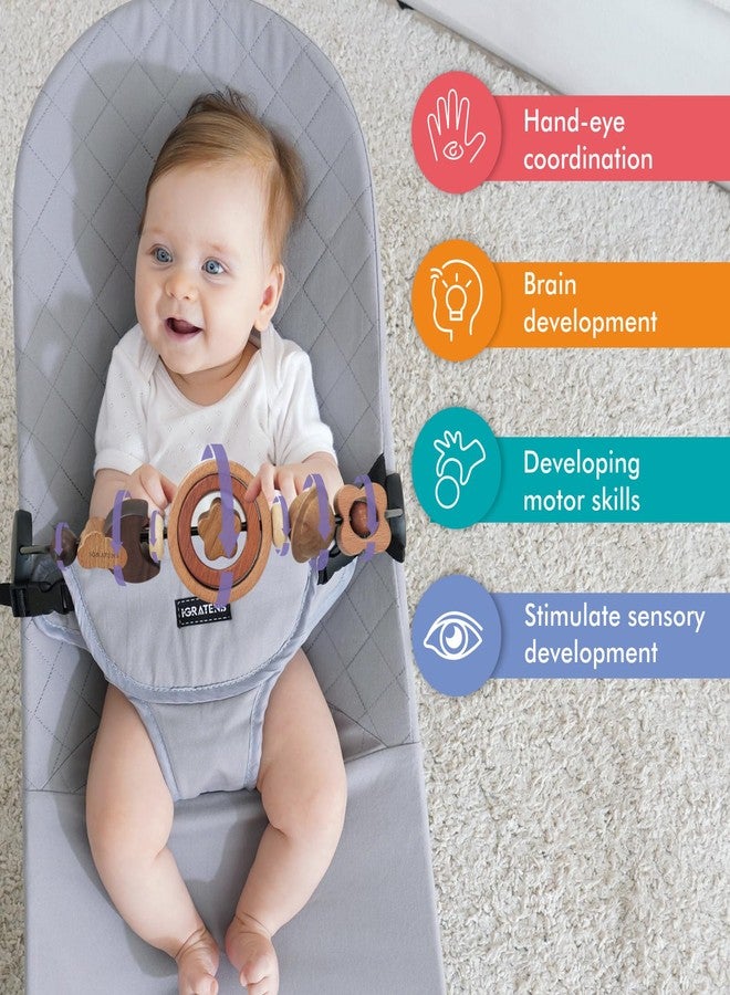 iGRATENS Baby Bjorn Bouncer Toy Bar - Toy Bar for Baby Bouncer Soft & Bliss, Easy to Attach and Remove, 360°Rotating Natural Wooden Toys, Exciting Design for Curious Babies, Circular Natural Wood - Image 4
