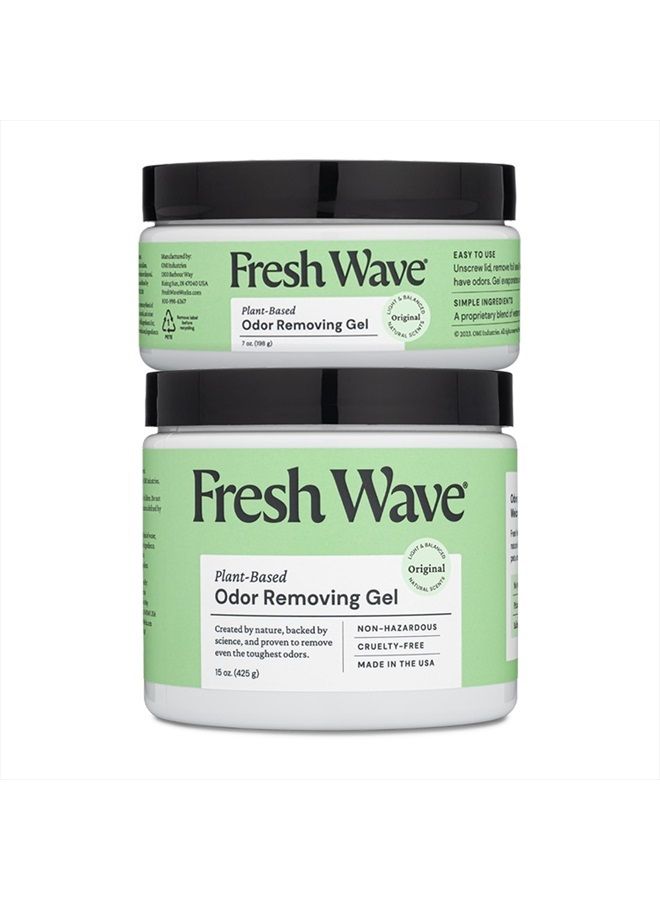 Fresh Wave جل إزالة الروائح، 15 أونصة و 7 أونصة | ماصات الروائح للمنزل | تخفيف الروائح بشكل آمن | مزيل الروائح الطبيعي المستند إلى النباتات | كل 15 أونصة تدوم 30-60 يومًا | للطهي، القمامة والحيوانات الأليفة - Image 2