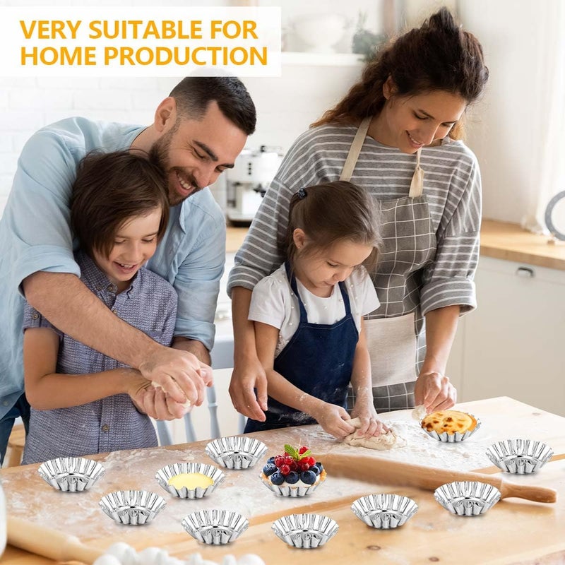 OBTANIM 20 Pcs Stainless Steel Mini Tart/Pie Pans, 3 Inch Small Tart/Pie Pan Portuguese Tart Baking Mold Mini Tart/Pie Tins for Baking Supplies - Image 5