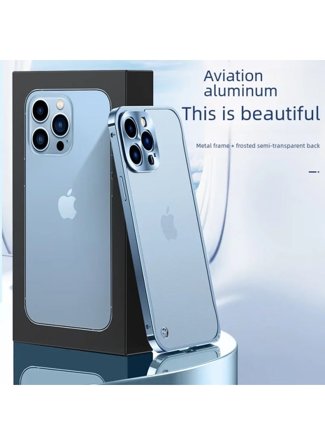 Mobile Phone Case For Iphone 14 For Iphone12promax Metal Frame 13 Transparent 11 Frosted Back Cover-Color:Spring Buckle [champagne Gold] Translucent Frosted Back Plate-Applicable Model:For Iphone 15 Pro Max