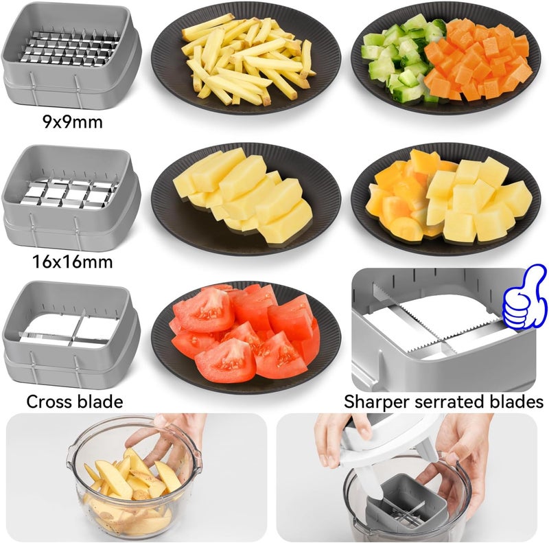 Badelite Vegetable Chopper Bowel Multi-functional 3 Interchangeable Blades Onion Chopper French Fry Cutter Veggie Dicer for Cucumber, Tomato, Zucchini, Carrot, Citrus - Image 2