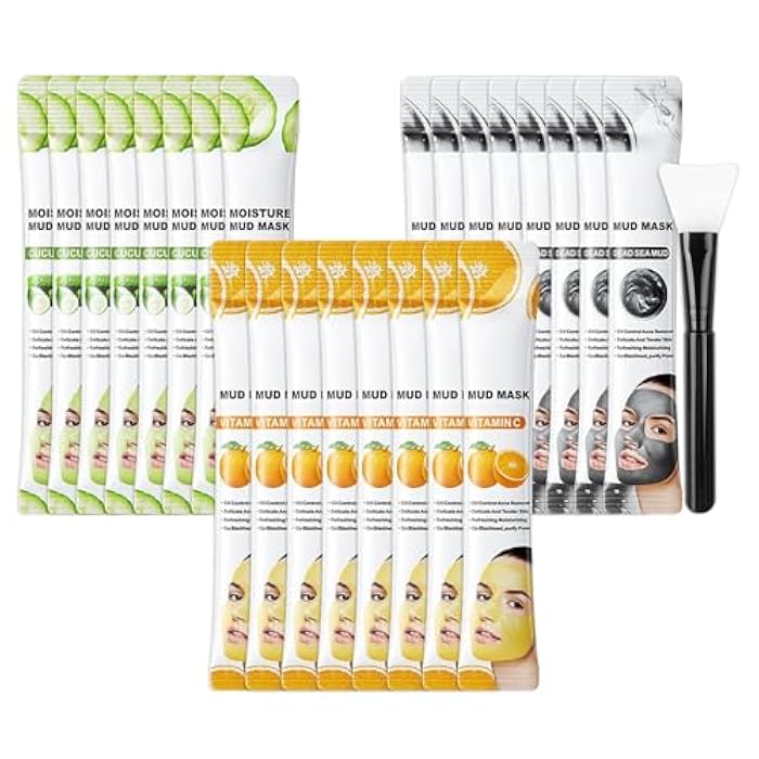 LZYLLS 24 Pcs Clay Face Mask with Brush,Hydrating Mud Face Mask Set,Deep Cleaning Oil Control Clay Facial Masks for Blackheads Remover,Mud Facial Masks Skincare Gift Set - Image 1