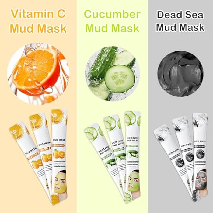 LZYLLS 24 Pcs Clay Face Mask with Brush,Hydrating Mud Face Mask Set,Deep Cleaning Oil Control Clay Facial Masks for Blackheads Remover,Mud Facial Masks Skincare Gift Set - Image 2
