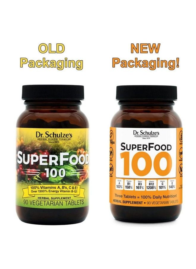 Dr. Schulze's - Dr. Schulze’S ; Superfood 100 ; Vitamin & Mineral Herbal Concentrate ; Dietary Supplement ; Daily Nutrition & Increased Energy ; Glutenfree & Nongmo ; Vegan & Organic ; 90 Tabs ; Packaging May Vary - Image 1