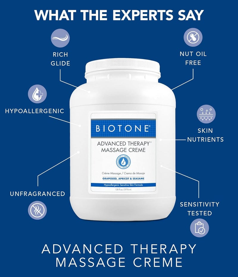 Biotone Advanced Therapy Massage Creme, Hypoallergenic and Fragrance-Free, Ideal Glide and Workability, Less Reapplications, Non-Greasy Finish - Image 4