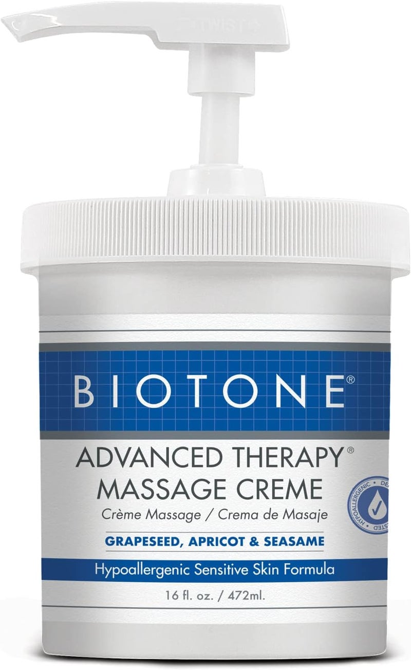 Biotone Advanced Therapy Massage Creme, Hypoallergenic and Fragrance-Free, Ideal Glide and Workability, Less Reapplications, Non-Greasy Finish - Image 1