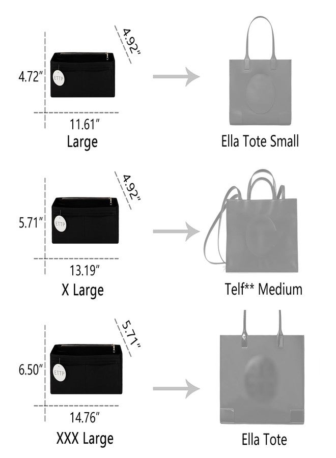 منظم حقائب ETTP للحقائب اليدوية، منظم حقائب، متوافق مع حقائب Alam BB وPM، وElla Tote، وTelfar Medium، وBook Tote M (أسود، مقاس كبير جدًا XXX) - Image 3