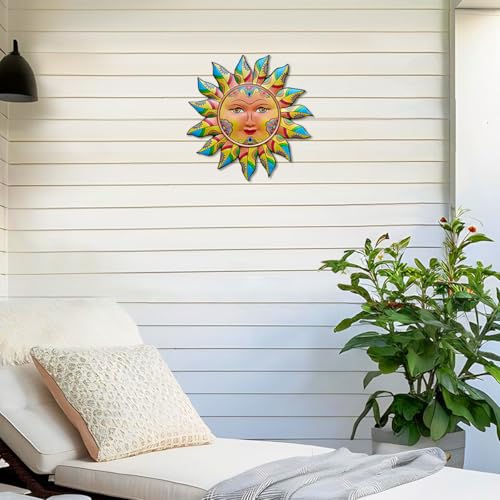 Daogtc Metal Sun Wall Decor - Sun Flower Wall Art Decoration,Hanging Decoration for Home Garden Farmhouse Yard Patio Fence Living Room Bedroom (SUN-G) - Image 5