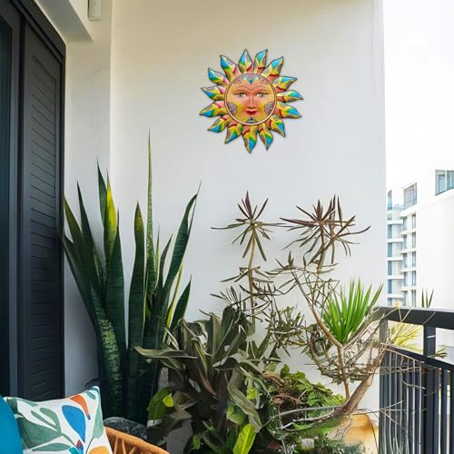 Daogtc Metal Sun Wall Decor - Sun Flower Wall Art Decoration,Hanging Decoration for Home Garden Farmhouse Yard Patio Fence Living Room Bedroom (SUN-G) - Image 4