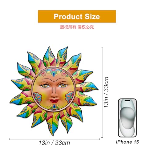 Daogtc Metal Sun Wall Decor - Sun Flower Wall Art Decoration,Hanging Decoration for Home Garden Farmhouse Yard Patio Fence Living Room Bedroom (SUN-G) - Image 3