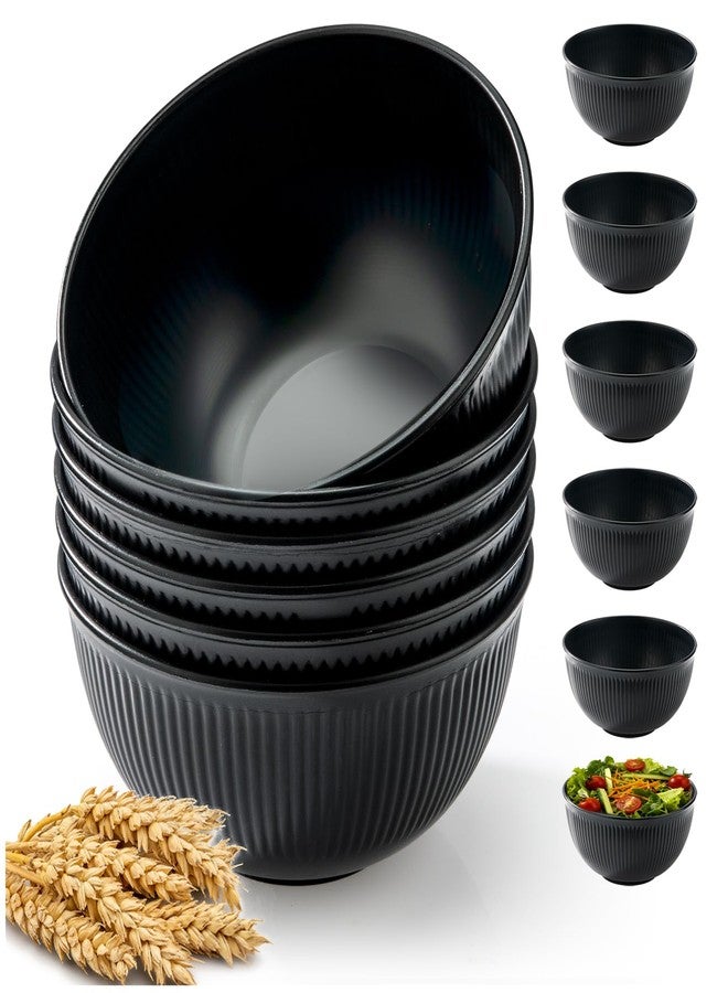 LIANGKEN 6 Pcs 24 oz Unbreakable Cereal Bowls, Reusable Plastic Lightweight Bowls, Made from Wheat Straw Fiber, Ideal for Salads, Soups, Ramen, Noodles (Carbon black, 24OZ) - Image 1