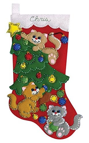 Tobin Decorating Kittens Felt Stocking Kit - Image 1