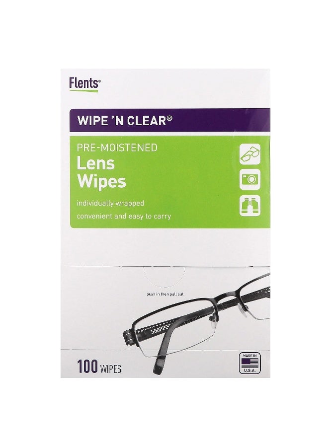 Flents Flents, Wipe 'N Clear, Pre-Moistened Lens Wipes, 100 Wipes - Image 1