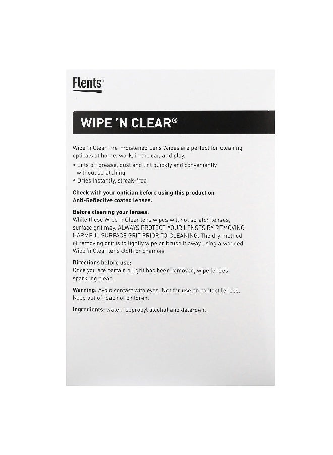 Flents Flents, Wipe 'N Clear, Pre-Moistened Lens Wipes, 100 Wipes - Image 2