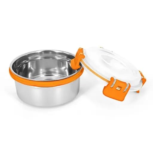 Prabha Lunch Box for Office Use Steel | Lunch Box Set of 2 | Stainless Steel Food Storage Containers with Lids | Lunch Box for Women | Lunch Boxes for Men | Tiffin Round for Hot & Fridge Storage - Image 2