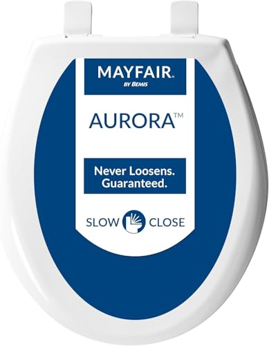 Mayfair Aurora Slow Close Toilet Seat, Easy Clean Hinges and Adjustable Perfect Fit Plastic Seat, Round, White - Image 1