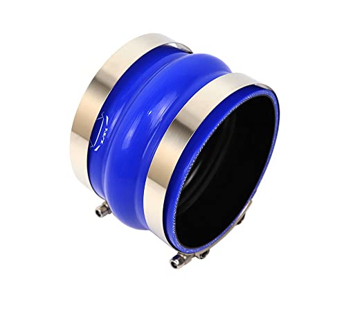 TenkeAuto 4-Ply Reinforced 4.5" ID Straight Hump Coupler Silicone Hose 4" Length With T Bolt Clamp for Turbo/Intercooler/Piping (4.5" Blue) - Image 4