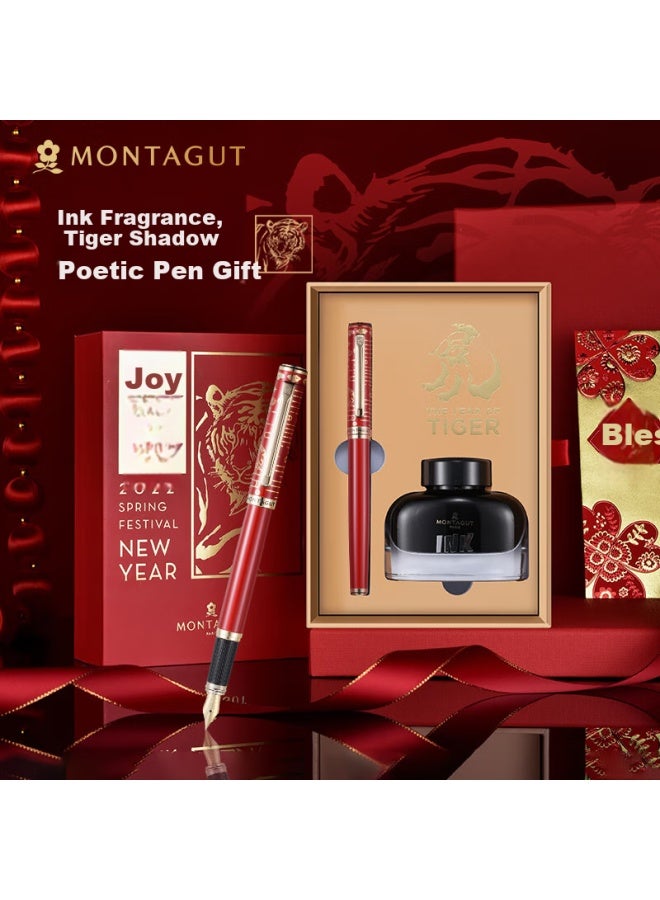مونتاجوت Montagut قلم توقيع أعمال عالي الجودة للرجال والنساء للكتابة في المكتب وممارسة الطلاب سلسلة قلم النمر أحمر بارز 0.5mm - Image 1