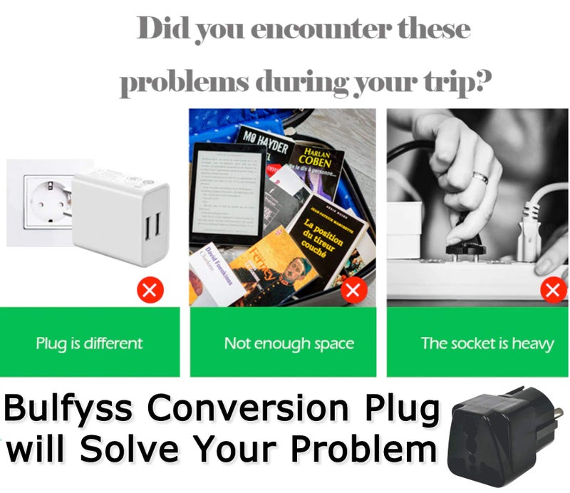 Bulfyss EU-2 Pin Universal Conversion Plug Which Support More than 180 Countries (1pc, Black) - Image 4