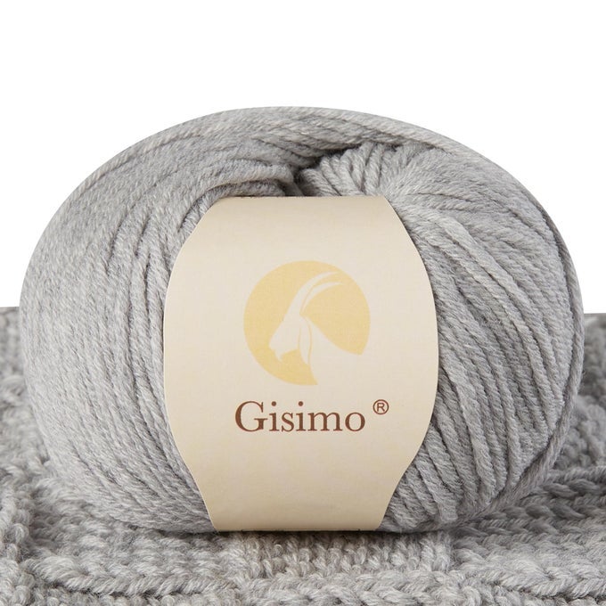 100 MERINO WOOL YARN 6PLY LUXURIOUS AND SOFT YARN FOR HAND KNITTING CROCHETING 176 OZ50G 127 YDS116 METERS LIGHT GRAY 1 BALL