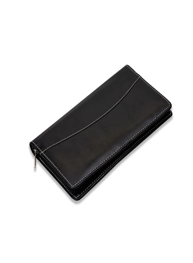 COI Black Expandable Premium Cheque Book Holder & Document Organizer Wallet | Zipper Closure | Multi-Card Slots | Bank Passbook, Cheque Book & Travel Document Holder for Men & Women - Image 3
