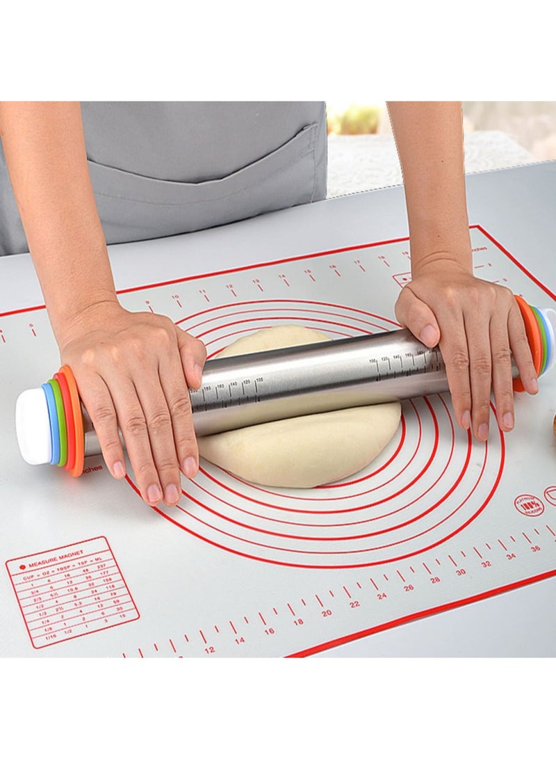SYOSI Rolling Pin with Adjustable Thickness Rings, Stainless Steel Dough Roller for Even Rolling, Ideal for Cookie, Pizza, Cake, and Baking, Durable, Easy to Clean, Suitable for Home and Professional Use - Image 2