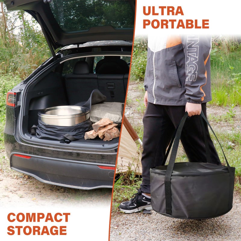HGD 20 inch Smokeless Firepit Outdoor, Portable Smokeless Fire Pit for Camping with Travel Bag, Stainless Steel Wood Burning Stove for Backyard & Patio, Easy Setup & Compact Storage - Image 2
