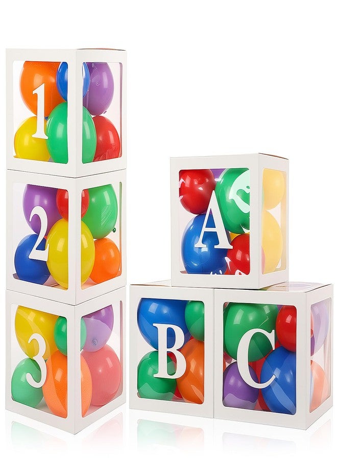 Zhanmai 6 Pcs Abc and 123 Balloon Boxes with 60 Rainbow Balloons Toy Inspire Street Christmas Decorations Kit Baby Shower Party Decor(6 Pcs Stickers) - Image 1