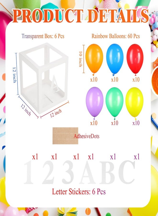 Zhanmai 6 Pcs Abc and 123 Balloon Boxes with 60 Rainbow Balloons Toy Inspire Street Christmas Decorations Kit Baby Shower Party Decor(6 Pcs Stickers) - Image 2