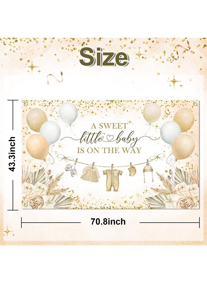 Avezano Boho Baby Shower Banner Neutral Gold Baby Shower Party Decorations A Sweet Little Baby is On The Way Banner for Neutral New Baby Party, Gender Reveal Party Decor 70.8 x 43.3 Inch - Image 4