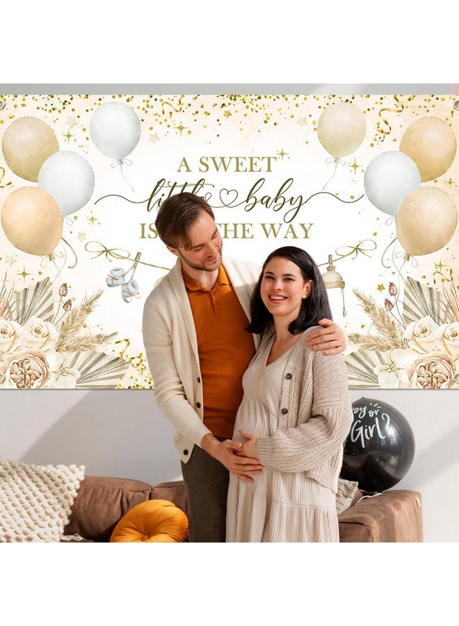 Avezano Boho Baby Shower Banner Neutral Gold Baby Shower Party Decorations A Sweet Little Baby is On The Way Banner for Neutral New Baby Party, Gender Reveal Party Decor 70.8 x 43.3 Inch - Image 5