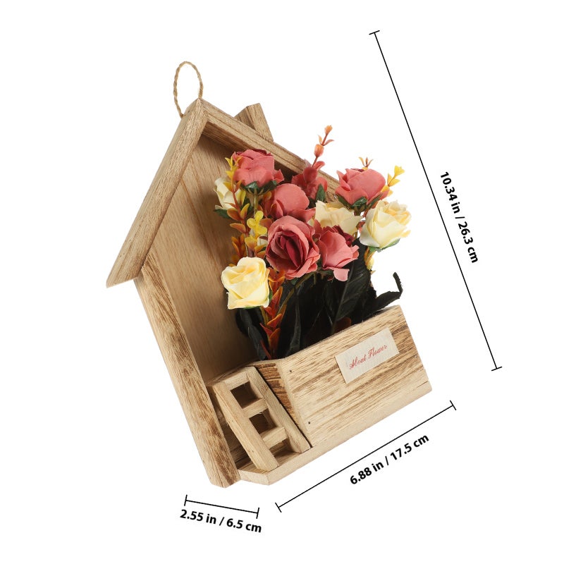 1 Set Flower In A Wood Basket Wall Hanging Decoration Household Wall Hanging Decor - Image 2