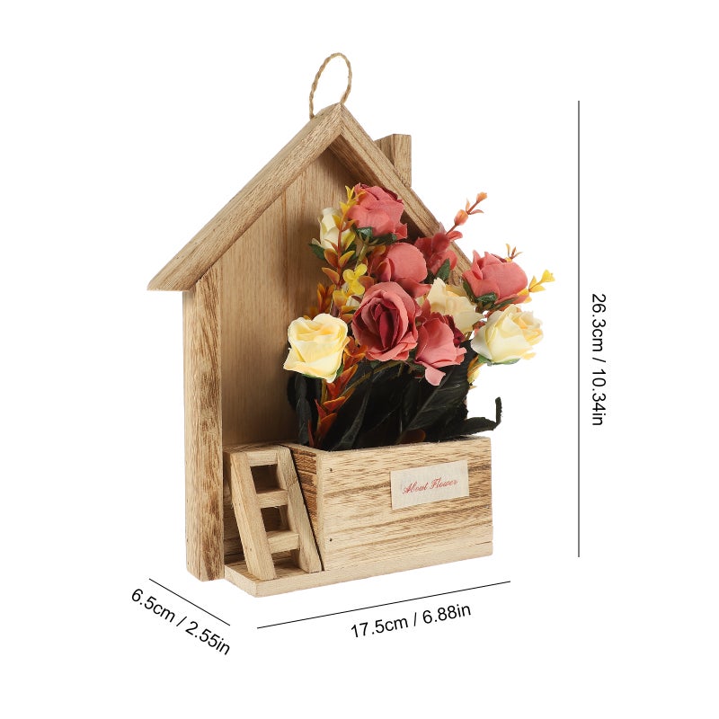1 Set Flower In A Wood Basket Wall Hanging Decoration Household Wall Hanging Decor - Image 3