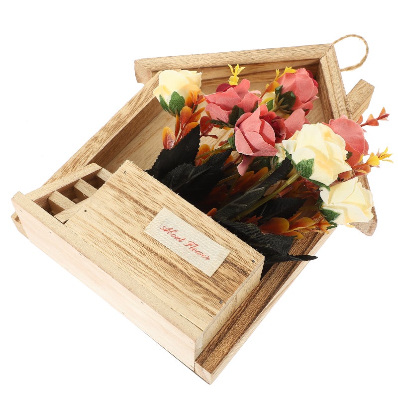 1 Set Flower In A Wood Basket Wall Hanging Decoration Household Wall Hanging Decor - Image 1