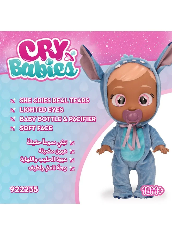 Disney Cry Babies Disney Stitch, Battery Operated | Interactive Doll | Makes 10+ Realistic Baby Sounds | Cries Real Tears | Nurturing and Imaginative Play | Sensory Development