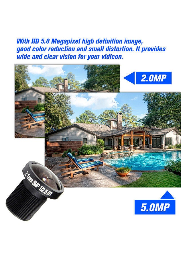 2.1mm Lens Fisheye CCTV Lens 1/2.5" HD 5.0 Megapixel For IP CCTV Cameras M12 Mount 155° Compatible Wide Angle Panoramic CCTV Camera Lens