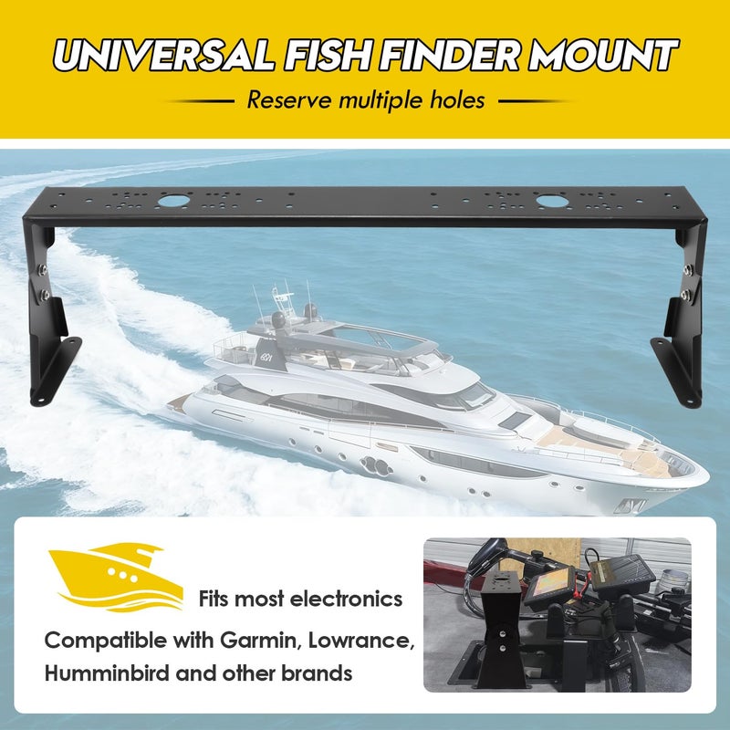 Tordale Universal Fish Finder Graph Mount for Boat, Adjustable Bottom Angle, Deck Marine Electronic Mount, Compatible with Garmin/Lowrance/Humminbird and More (8" H) (Dual Graph Mount) - Image 2