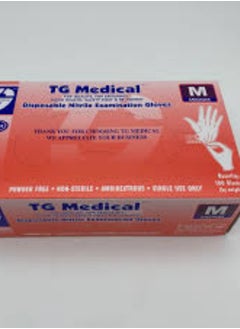 TG 100 PCS Box Synthetic Latex (Nitrile) Gloves Medium Size 