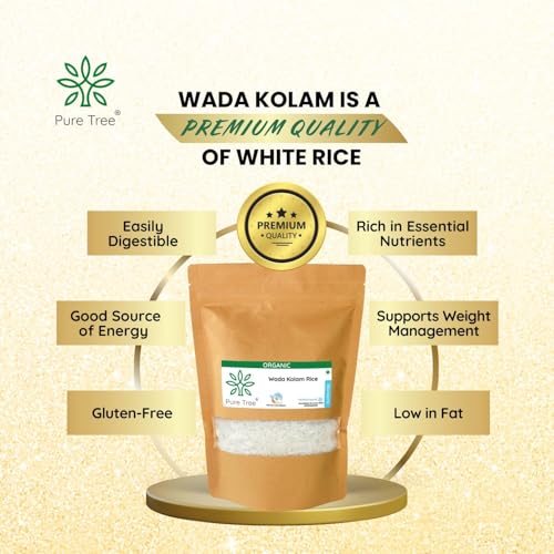 Pure Tree Certified Organic Wada Kolam Rice | 1.8 Kg / 1800 g | Jhini Rice | Zini Rice | White Rice Raw | Gluten Free - Image 4