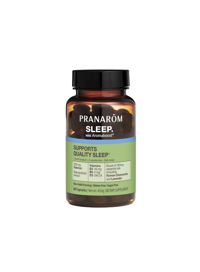 Pranarom - Aromaboost Sleep Herbal Supplement - Promotes Quality Sleep, Rapid Sleep - Valerian Extract, Vitamins B3, B6 & D3, Essential Oils - 60 Count - Image 1