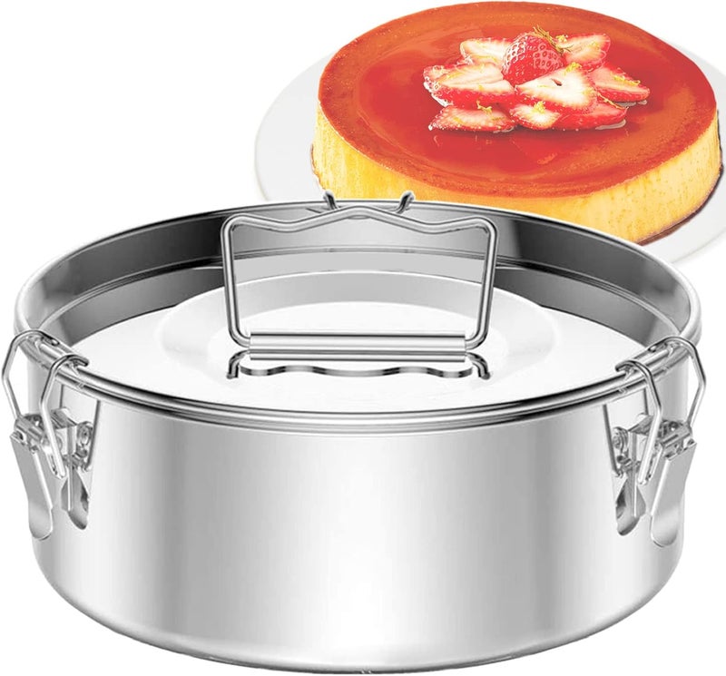 Puluru Flan Pan Flanera Mold, Stainless Steel Flan Mold with Lid - Flan Maker for 6 Quart Instant Pot - Image 1