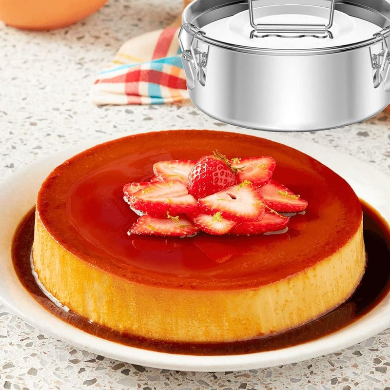 Puluru Flan Pan Flanera Mold, Stainless Steel Flan Mold with Lid - Flan Maker for 6 Quart Instant Pot - Image 4