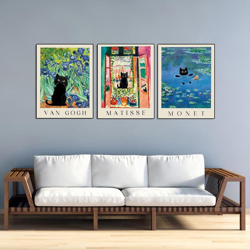 KICHANG 3 Pack Cat Diamond Art Kits for Adults Beginner,DIY Modern Diamond Painting 5D Round Full Drill Diamond Dots Gem Art Crafts with Tools,Funny Crafts for Home Wall Decor&Gift-12x16in - Image 3