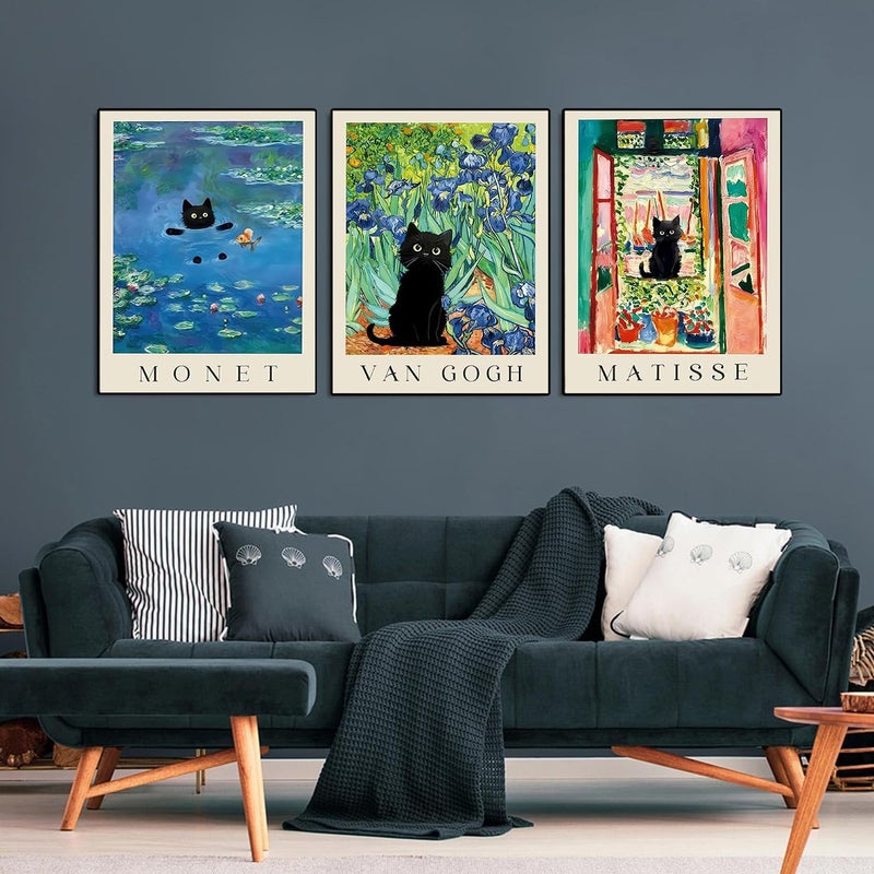 KICHANG 3 Pack Cat Diamond Art Kits for Adults Beginner,DIY Modern Diamond Painting 5D Round Full Drill Diamond Dots Gem Art Crafts with Tools,Funny Crafts for Home Wall Decor&Gift-12x16in - Image 2