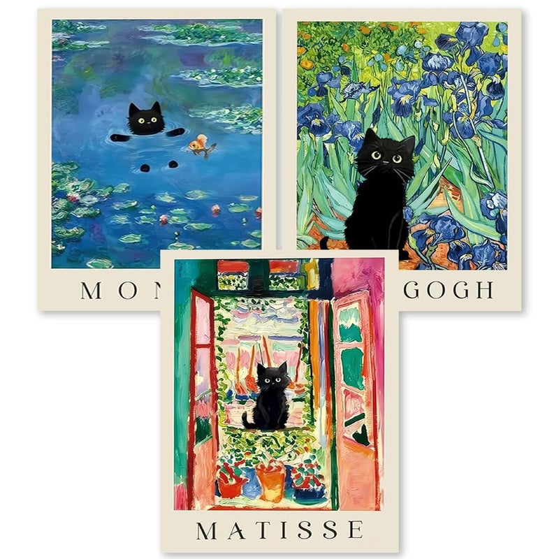 KICHANG 3 Pack Cat Diamond Art Kits for Adults Beginner,DIY Modern Diamond Painting 5D Round Full Drill Diamond Dots Gem Art Crafts with Tools,Funny Crafts for Home Wall Decor&Gift-12x16in - Image 1