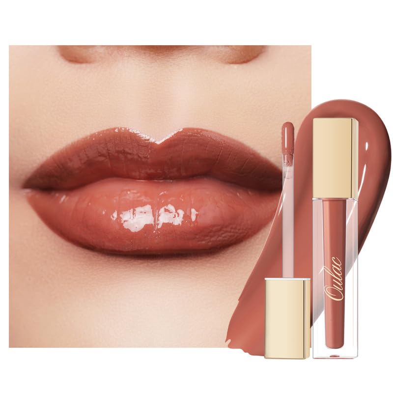 OULAC Glossy Mauve Nude Glossy Finish Infused with Sodium Hyaluronate and Aloe Barbadensis Leaf Extract Hydrating CrystalLike Shimmery Finish for Lips - Image 2