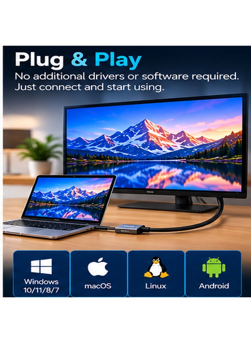 أونتن كابل ONTEN OTN-UC952 من USB-C إلى HDMI، كابل فيديو بدقة فائقة (Ultra HD) من Type-C إلى HDMI، تحويل مباشر للإشارة، يدعم التشغيل الفوري (Plug & Play)، لا يحتاج إلى مصدر طاقة خارجي. - Image 4