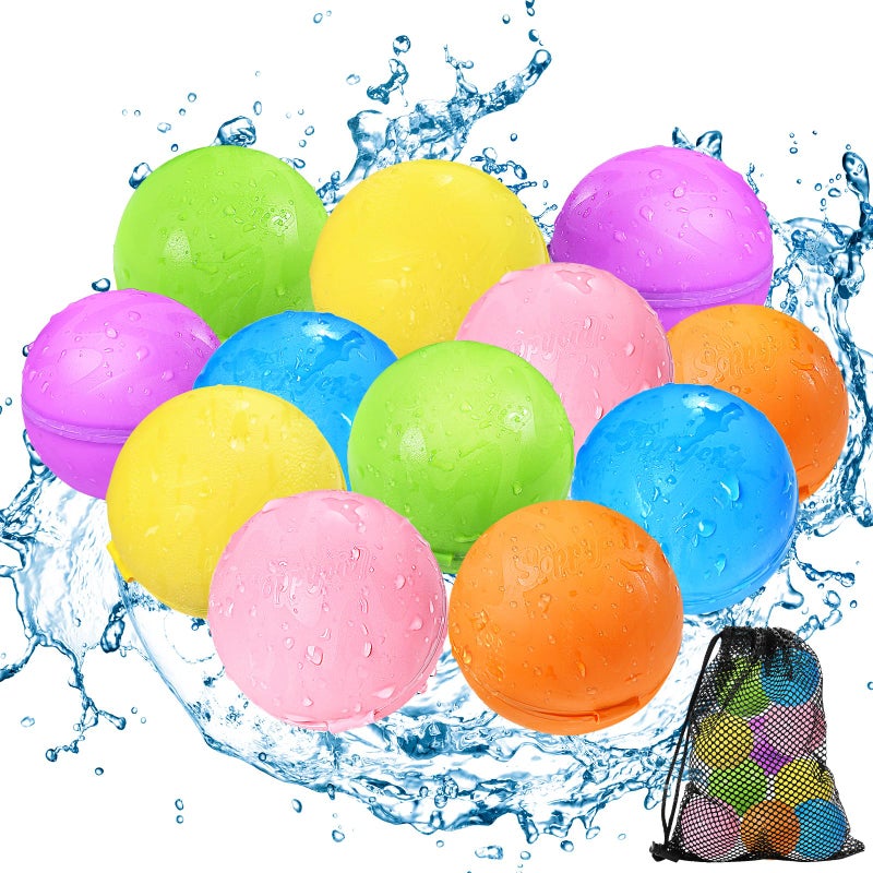 Tlitlimom SOPPYCID Reusable Water Bomb balloons, Summer Toy Water Toy for Boys and Girls, Pool Beach Toys for Kids ages 3-12, Outdoor Activities Water Games Toys Self Sealing Water Splash Ball for Fun(12Pack) - Image 1