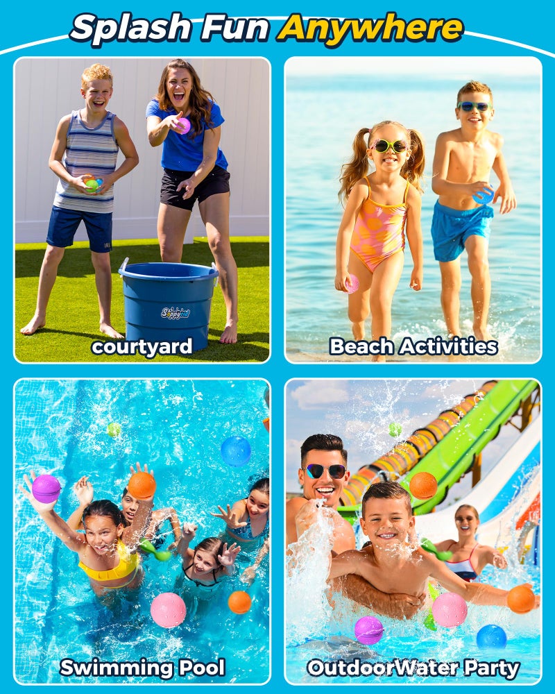 Tlitlimom SOPPYCID Reusable Water Bomb balloons, Summer Toy Water Toy for Boys and Girls, Pool Beach Toys for Kids ages 3-12, Outdoor Activities Water Games Toys Self Sealing Water Splash Ball for Fun(12Pack) - Image 3